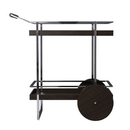 Picture of SEI Dorben Rolling Bar Cart, 35inH x 34-1/4inW x 19-1/2inD, Dark Brown/Chrome