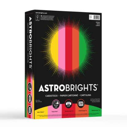 Picture of Astrobrights Color Card Stock, Vintage Assortment, Letter (8.5in x 11in), 65 Lb, Pack Of 250