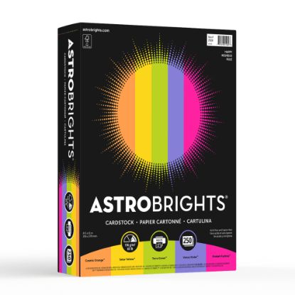 Picture of Astrobrights Color Card Stock, Happy Assortment, Letter (8.5in x 11in), 65 Lb, Pack Of 250