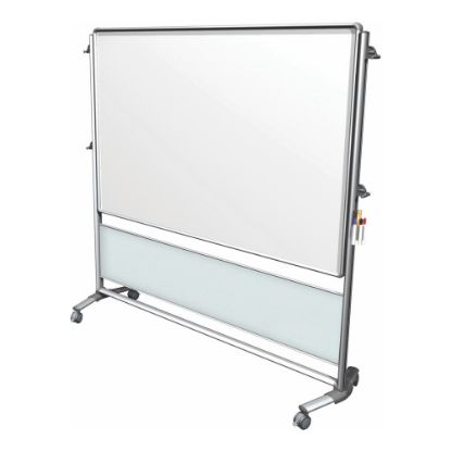 Picture of Ghent Nexus IdeaWall 2-Sided Porcelain Magnetic Dry-Erase Whiteboard, 76in x 76in, Frosted Aluminum Frame With Silver Finish