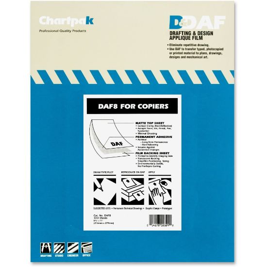 Picture of Chartpak Pickett Drafting Applique Film With Film Backing, Permanent, Box Of 100