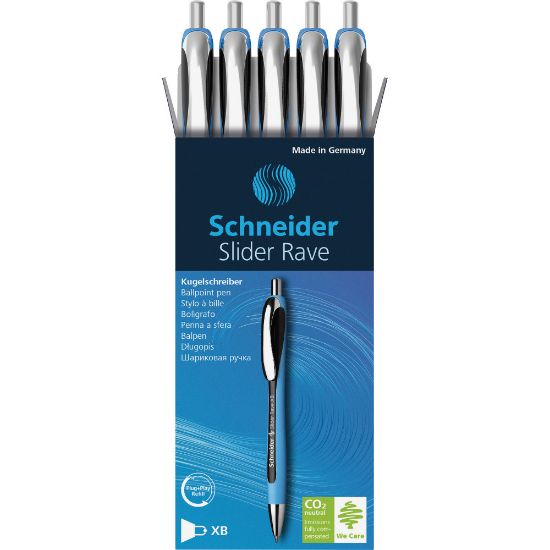 Picture of Rediform Schneider Slider Rave XB Ballpoint Pens, Extra Broad Point, 1.4 mm, Blue Barrels, Black Ink, 1 Each