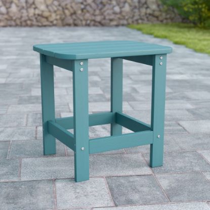 Picture of Flash Furniture Charlestown All-Weather Adirondack Side Table, 18-1/4inH x 18-3/4inW x 15inD, Sea Foam