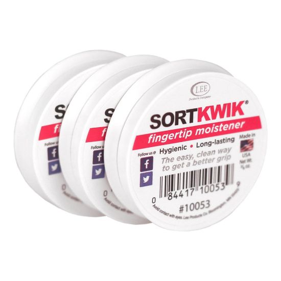 Picture of Lee Sortkwik Hygienic Fingertip Moistener, 50% Recycled, 0.38 Oz, Pink, Pack Of 3