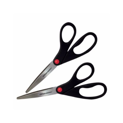 Picture of Office Depot Brand Scissors, 8in, Straight, Black, Pack Of 2