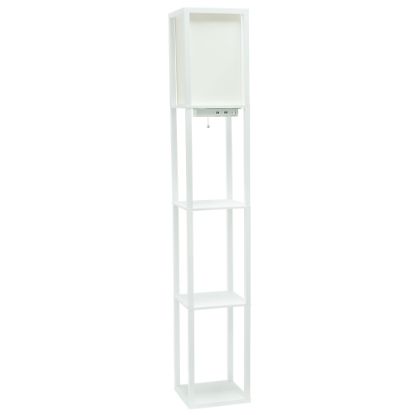 Picture of Simple Designs Etagere Organizer Floor Lamp, 62-1/2inH, White Base/White Shade