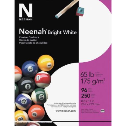 Picture of Neenah Premium Card Stock, Bright White, Letter (8.5in x 11in), 65 Lb, Pack Of 250