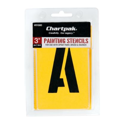 Picture of Chartpak Pickett Painting Stencils, Numbers/Letters, 3in