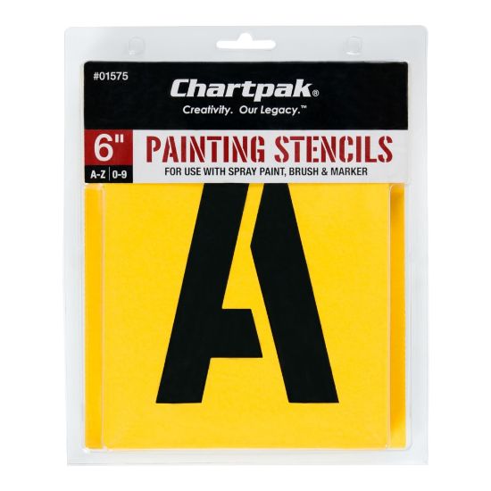 Picture of Chartpak Pickett Painting Stencils, Numbers/Letters, 6in