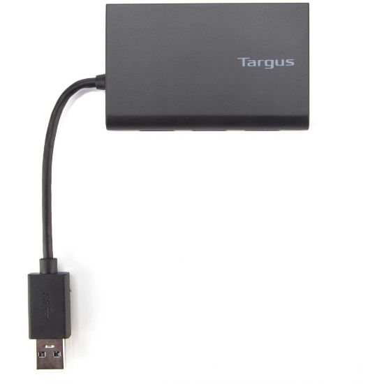 Picture of Targus 4-Port USB/Ethernet Hub, 0.59inH x 1.57inW x 2.17inD, Black, 11292866