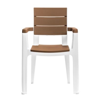 Picture of Inval Madeira Indoor And Outdoor Patio Dining Chairs, White/Teak Brown, Pack Of 4 Chairs