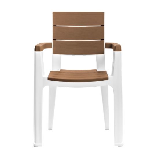 Picture of Inval Madeira Indoor And Outdoor Patio Dining Chairs, White/Teak Brown, Pack Of 4 Chairs