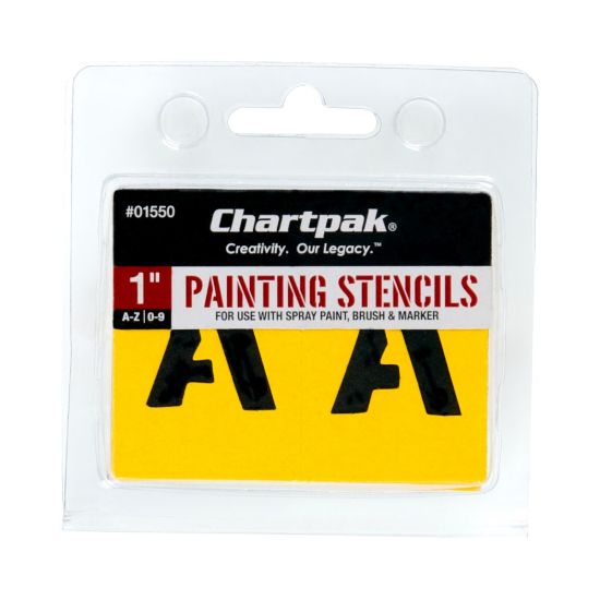 Picture of Chartpak Pickett Painting Stencils, Numbers/Letters, 1in