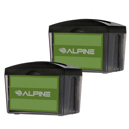 Picture of Alpine Tabletop Interfold Napkin Dispensers, 6-1/2in x 8in x 6in, Black, Pack of 2 Dispensers