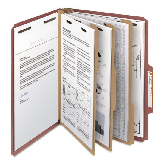 Picture of Smead Pressboard Colored Classification Folders, 3in Expansion, Letter Size, Red, Box Of 10 Folders