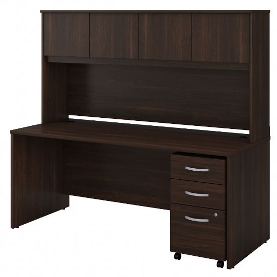 Picture of Bush Business Furniture Studio C 72inW Office Computer Desk With Hutch And Mobile File Cabinet, Black Walnut, Standard Delivery