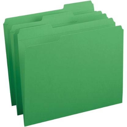 Picture of Business Source Reinforced Tab Colored File Folders - Green - 10% Recycled - 100 / Box