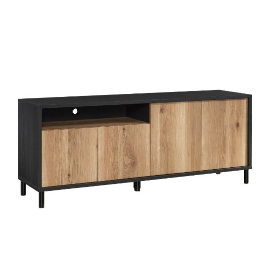 Picture of Sauder Acadia Way Credenza Entertainment Center, 23-1/2inH x 59inW x 15-1/2inD, Raven Oak/Timber Oak