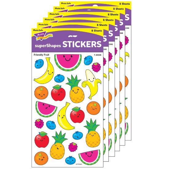 Picture of Trend superShapes Stickers, Friendly Fruit, 192 Stickers Per Pack, Set Of 6 Packs