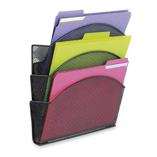 Picture of Onyx Magnetic Mesh Panel Accessories, 3 File Pocket, 13 x 4 1/4 x 13 1/2, Black