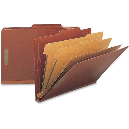 Picture of Smead Pressboard Colored Classification Folders, 3in Expansion, Legal Size, Red, Box Of 10 Folders