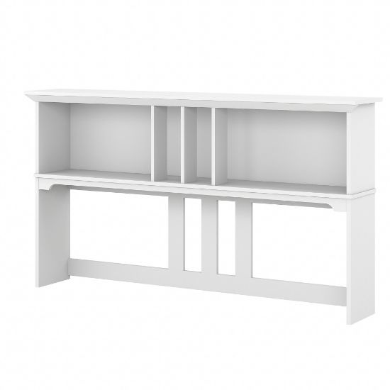 Picture of Bush Furniture Salinas 60inW Hutch For L-Shaped Desk, Shiplap Gray/Pure White, Standard Delivery