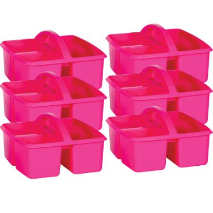 Picture of Teacher Created Resources Plastic Storage Caddies, Medium Size, Pink, Pack Of 6 Caddies