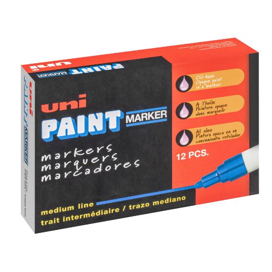 Picture of Uni-Paint Markers, Medium Point, Silver, Pack Of 12