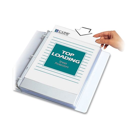 Picture of C-Line Polypropylene Top-Loading Sheet Protectors, 8 1/2in x 11in, Standard Weight, Nonglare, Box Of 100