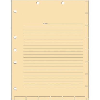 Picture of Tabbies 7-hole Manila Chart Divider Sheets - 8.5in Divider Width x 11in Divider Length - 7 Hole Punched - Manila Divider - 400 / Box