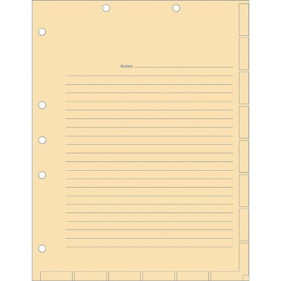 Picture of Tabbies 7-hole Manila Chart Divider Sheets - 8.5in Divider Width x 11in Divider Length - 7 Hole Punched - Manila Divider - 400 / Box