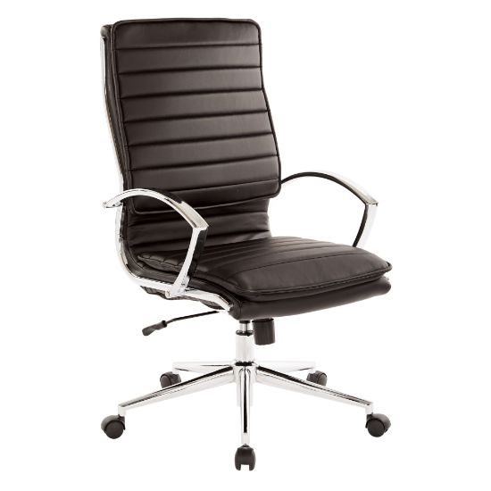 Picture of Office Star Pro-Line II SPX Bonded Leather High-Back Chair, Black/Chrome