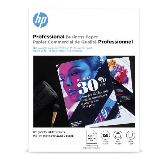 Picture of HP Professional Q1987A Business Printer Paper, Glossy White, Letter (8.5in x 11in), 150 Sheets Per Pack, 48 Lb, 97 Brightness