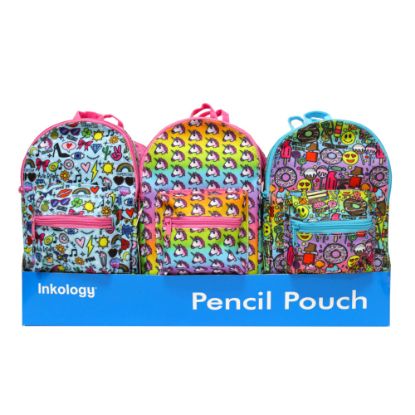 Picture of Inkology Corey Paige Mini Backpack Pencil Pouches, 7in x 10in, Assorted Designs, Pack Of 12 Pouches