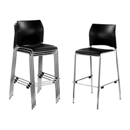 Picture of National Public Seating 8800 Series Cafetorium Plastic Stack Chairs, Black, Set Of 4 Chairs