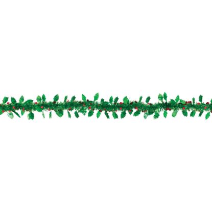 Picture of Amscan Christmas Holly And Berries Tinsel Garlands, 9ft, Green, Pack Of 6 Garlands