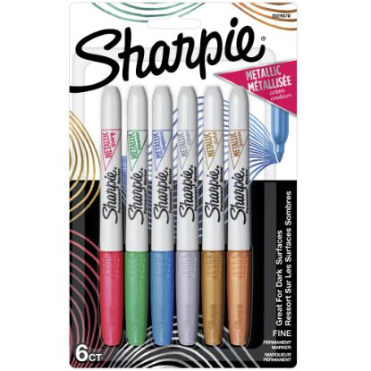 Picture of Sharpie Metallic Permanent Markers, Fine Point, Assorted Ink Colors, Pack Of 6