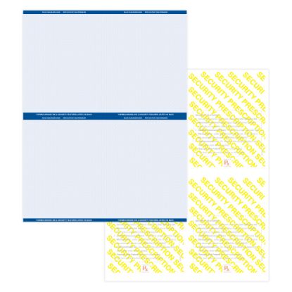 Picture of Medicaid-Compliant High-Security Perforated Laser Prescription Forms, 1/4-Sheet, 4-Up, 8-1/2in x 11in, Blue, Pack Of 2,500 Forms