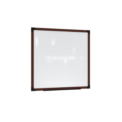 Picture of Ghent Prest Magnetic Dry-Erase Whiteboard, Porcelain, 50-1/4in x 50-1/4in, White, Carmel Oak Wood Frame