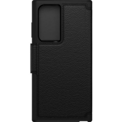 Picture of OtterBox Strada Carrying Case (Wallet) Samsung Galaxy S22 Ultra Cash, Card, Smartphone - Shadow Black - Drop Resistant - Leather Body - Holder - 6.6in Height x 3.3in Width x 0.8in Depth - 1 Pack