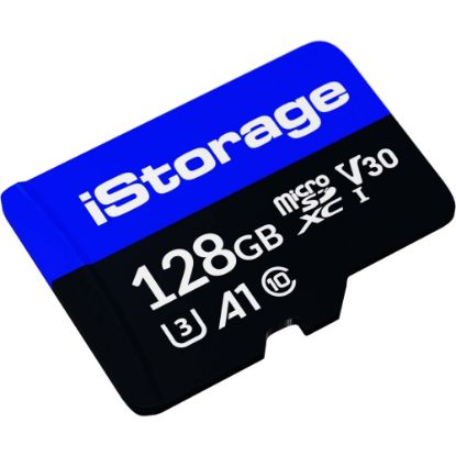 Picture of iStorage microSD Card 128GB | Encrypt data stored on iStorage microSD Cards using datAshur SD USB flash drive | Compatible with datAshur SD drives only - 100 MB/s Read - 95 MB/s Write