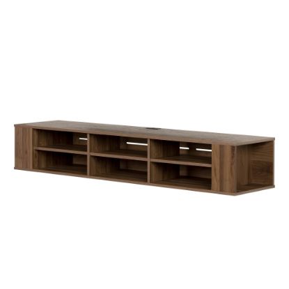 Picture of South Shore City Life Wall-Mounted Media Console For TVs Up To 66in, 11-1/2inH x 68-1/4inW x 16-1/4inD, Natural Walnut