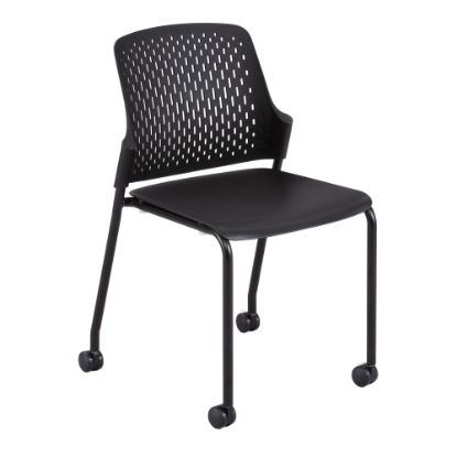 Picture of Safco Next Stack Chairs With Casters, Black, Set Of 4 Chairs