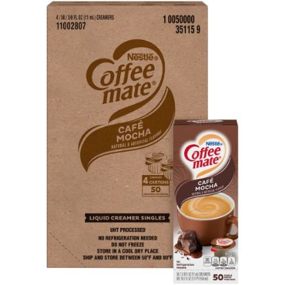 Picture of Coffee mate Cafe Mocha Liquid Creamer Singles - Gluten-Free - Cafe Mocha Flavor - 0.38 fl oz (11 mL) - 4/Carton - 50 Per Box - 200 Serving