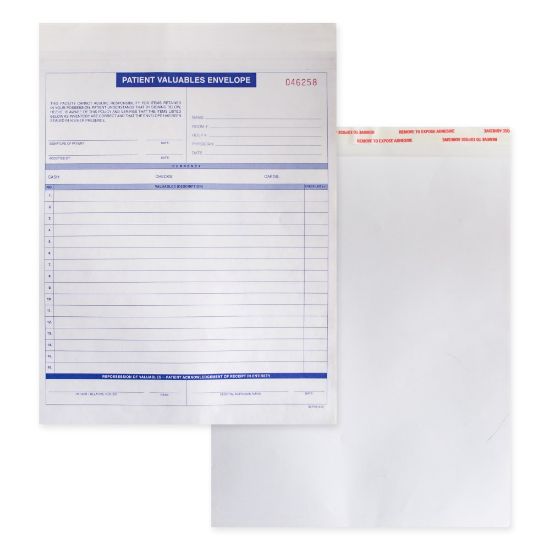 Picture of Patient Valuables Form and Heavy Duty Paper Envelope, Sequentially Numbered, 9in x 12in, 3 part, Pack of 2,500