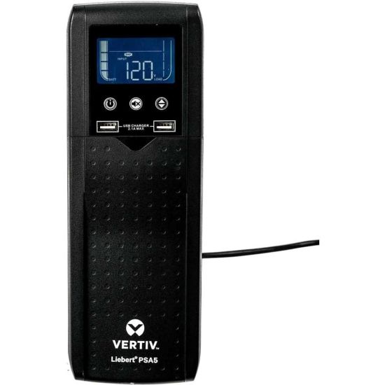 Picture of Vertiv Liebert PSA5 UPS - 700VA/420W 120V | Line Interactive AVR Tower UPS - Battery Backup and Surge Protection | 10 Total Outlets | 2 USB Charging Port | LCD Panel | 3-Year Warranty | Energy Star Certified