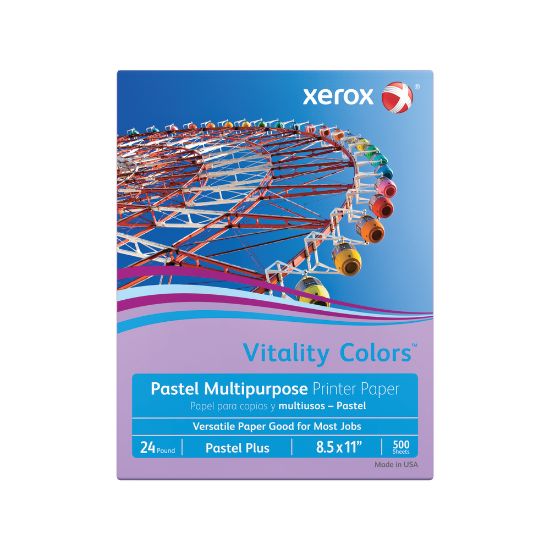 Picture of Xerox Vitality Colors Pastel Plus Color Multi-Use Printer & Copy Paper, 1 Ream, Lilac, Letter (8.5in x 11in), 500 Sheets Per Ream, 24 Lb, 30% Recycled