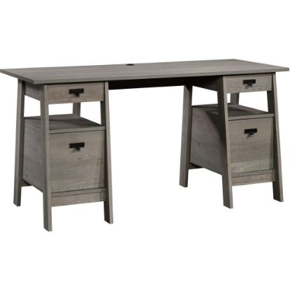 Picture of Sauder Trestle 59inW Executive Computer Desk, Mystic Oak