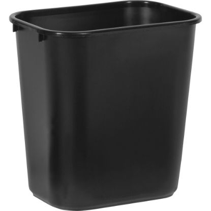 Picture of Rubbermaid Commercial 28 QT Medium Deskside Wastebaskets - 7 gal Capacity - Rectangular - Dent Resistant, Durable, Rust Resistant, Easy to Clean - 15in Height x 10.5in Width x 14.5in Depth - Plastic - Black - 12 / Carton