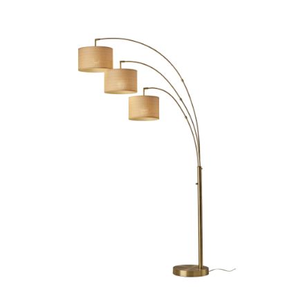 Picture of Adesso Bowery 3-Arm Arc Lamp, 82inH, Natural/Beige Shade/Antique Brass Base